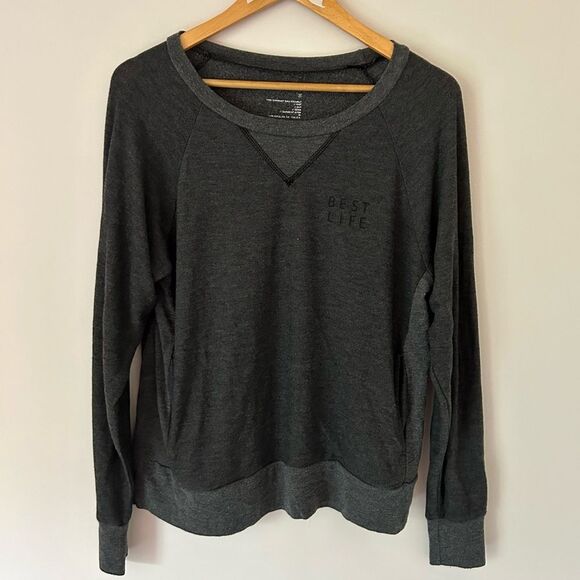 Good hYOUman Heather Gray Best Live Sweatshirt Overthrow Pullover - Picture 1 of 3